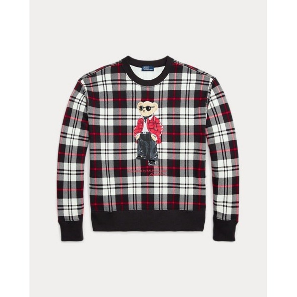 Polo Ralph Lauren Women's Polo Bear Plaid Sweatshirt Black Size XS NWT - Picture 10 of 11